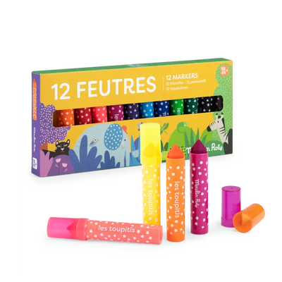 12 gros feutres pointes coniques - Moulin Roty 679607 3575676796078