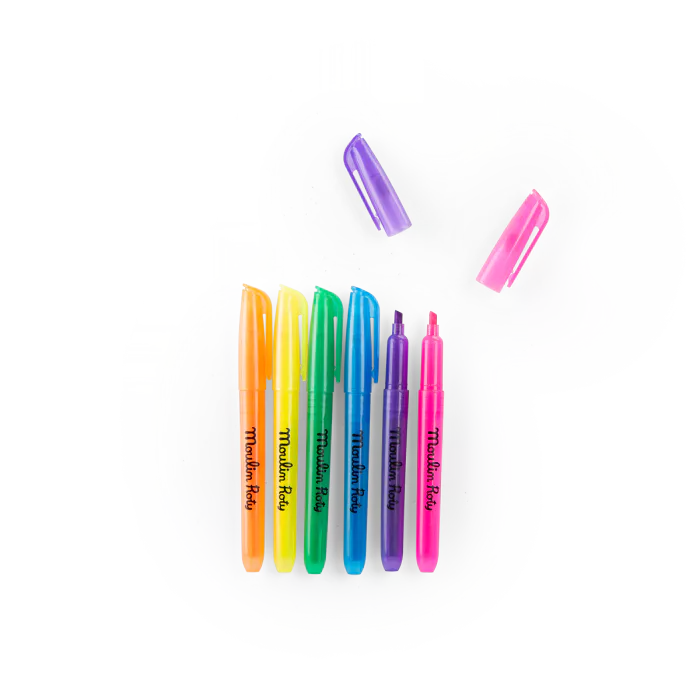6 Feutres fluo Les Loufoques - Moulin Roty 663603
