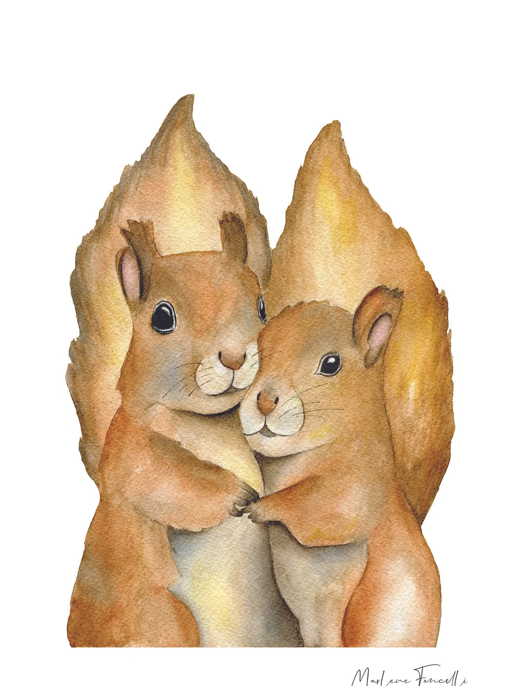 Aquarelle en cadre famille Ècureuil - Marlene Fancelli Art famille ecureuil 134728673930