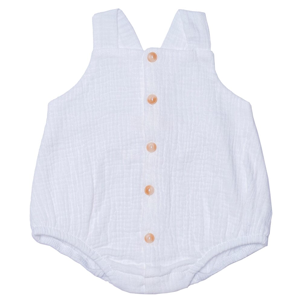 Barboteuse garçon à bretelles blanc - BB&CO COMBG40A 3662159046840