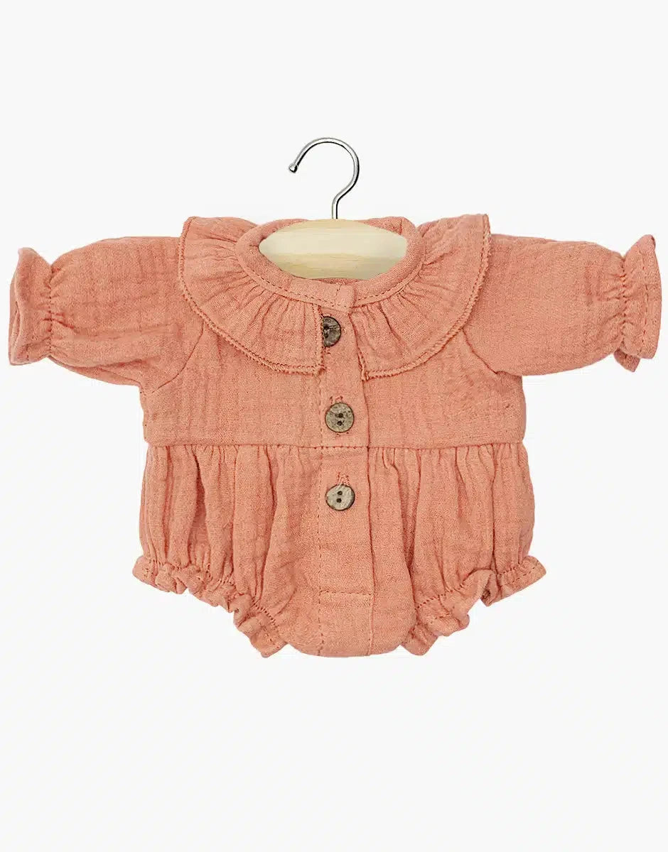Barboteuse Léonore en gaze de coton marsala - MINIKANE CG.16.931 3701548449432