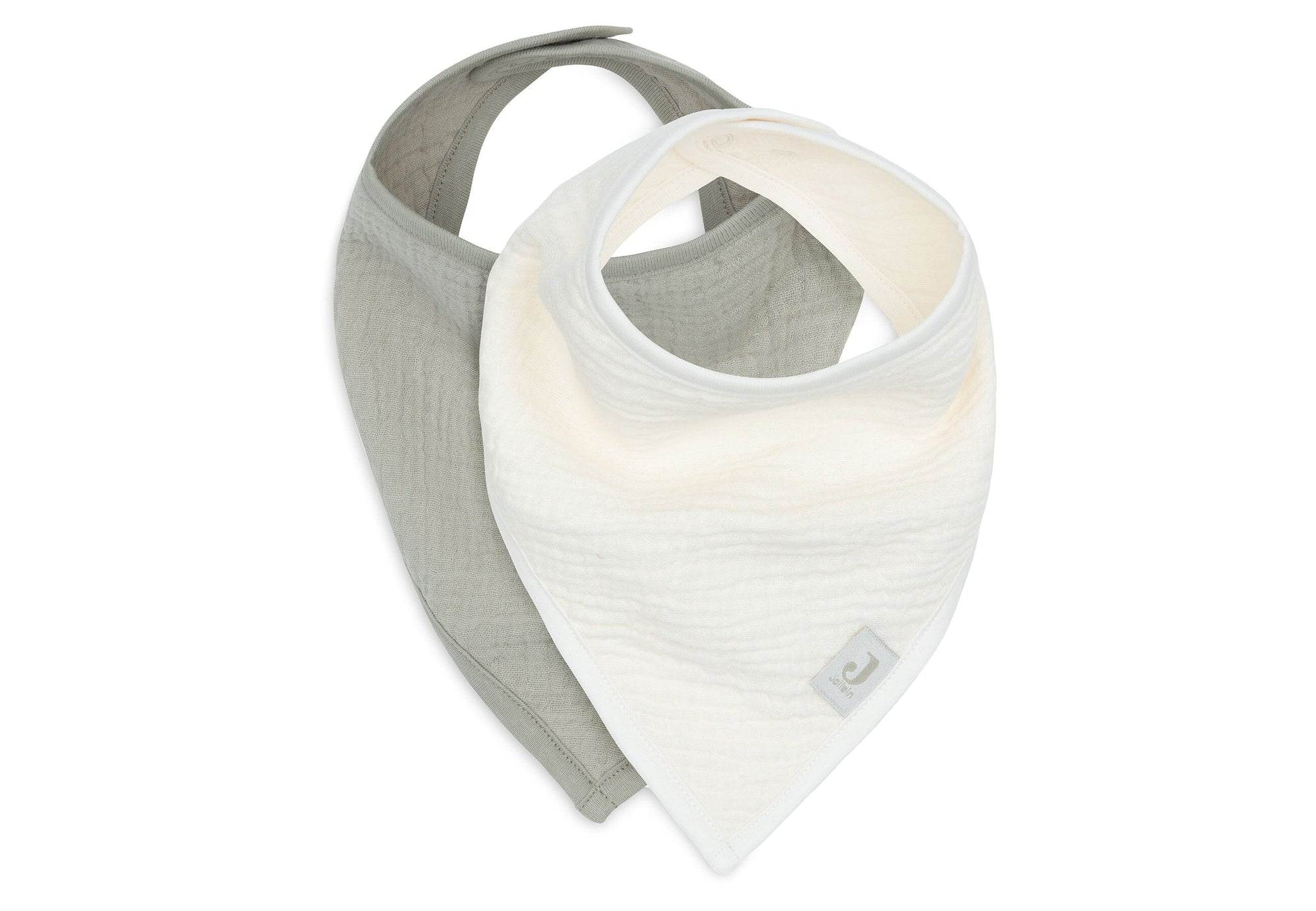 Bavoir 2-pack Bandana Gaze De Coton Olive Green/Oatmeal - JOLLEIN 029-867-68081 8717329393455