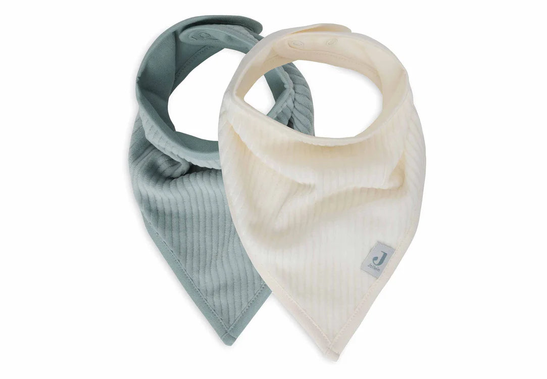 Bavoir Bandana (2pack) Velvet Rib Sea Green/Ivory - JOLLEIN 029-541-67112 8717329384736