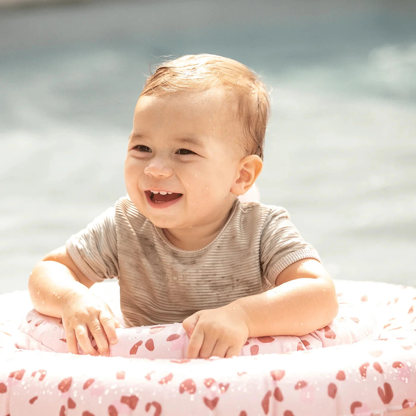 bouée gonflable bébé old pink leopard - SWIM ESSENTIALS