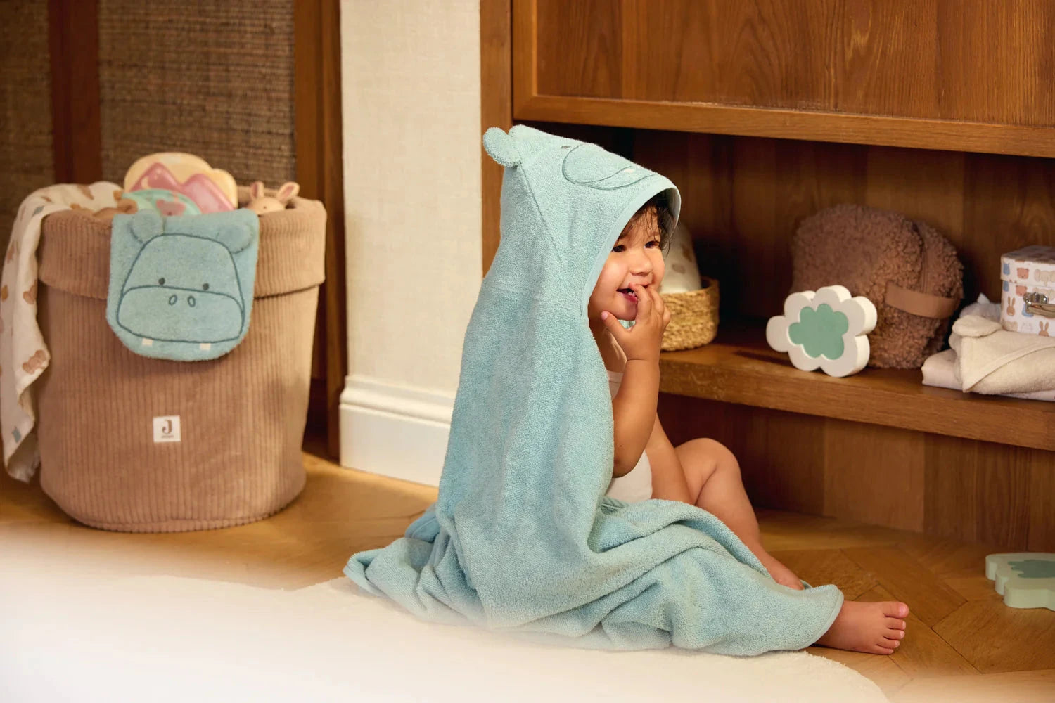 Cape de bain Éponge 75x75cm Hippo happy- JOLLEIN