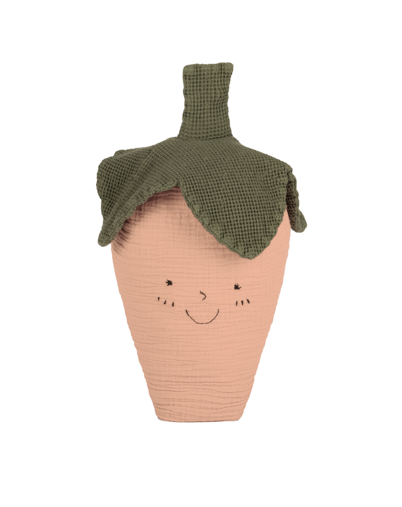 Coussin fraise brodé double gaze de coton powder pink - NOBODINOZ 8435574932907 8435574932907