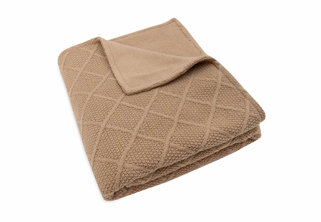 Couverture Berceau 100x150cm Check Knit biscuit/Teddy Fleece - JOLLEIN 517-522-68041 8717329386747