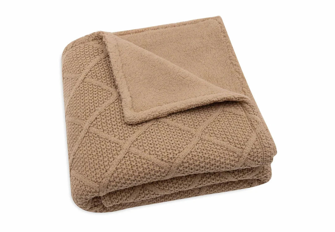Couverture Berceau 75x100cm Check Knit biscuit/Teddy Fleece - JOLLEIN 517-511-68041 8717329386723