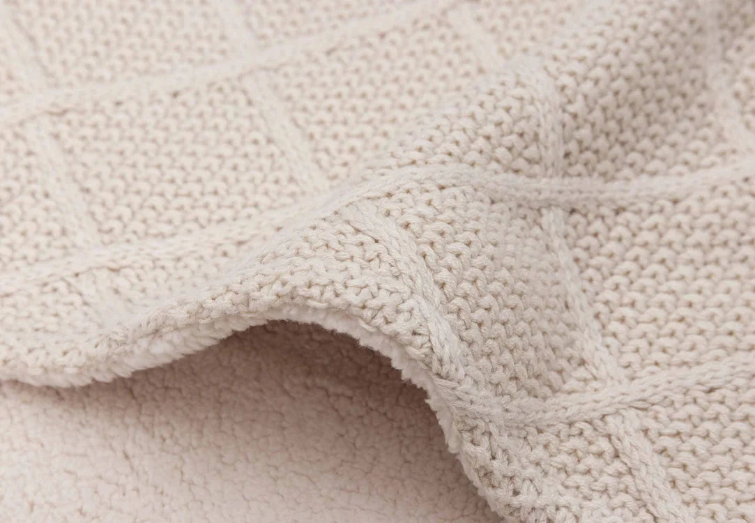 Couverture Berceau 75x100cm Check Knit Oatmeal/Teddy Fleece - JOLLEIN 517-511-68040 8717329386716