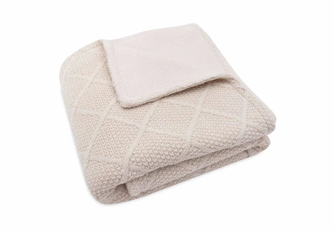 Couverture Berceau 75x100cm Check Knit Oatmeal/Teddy Fleece - JOLLEIN 517-511-68040 8717329386716