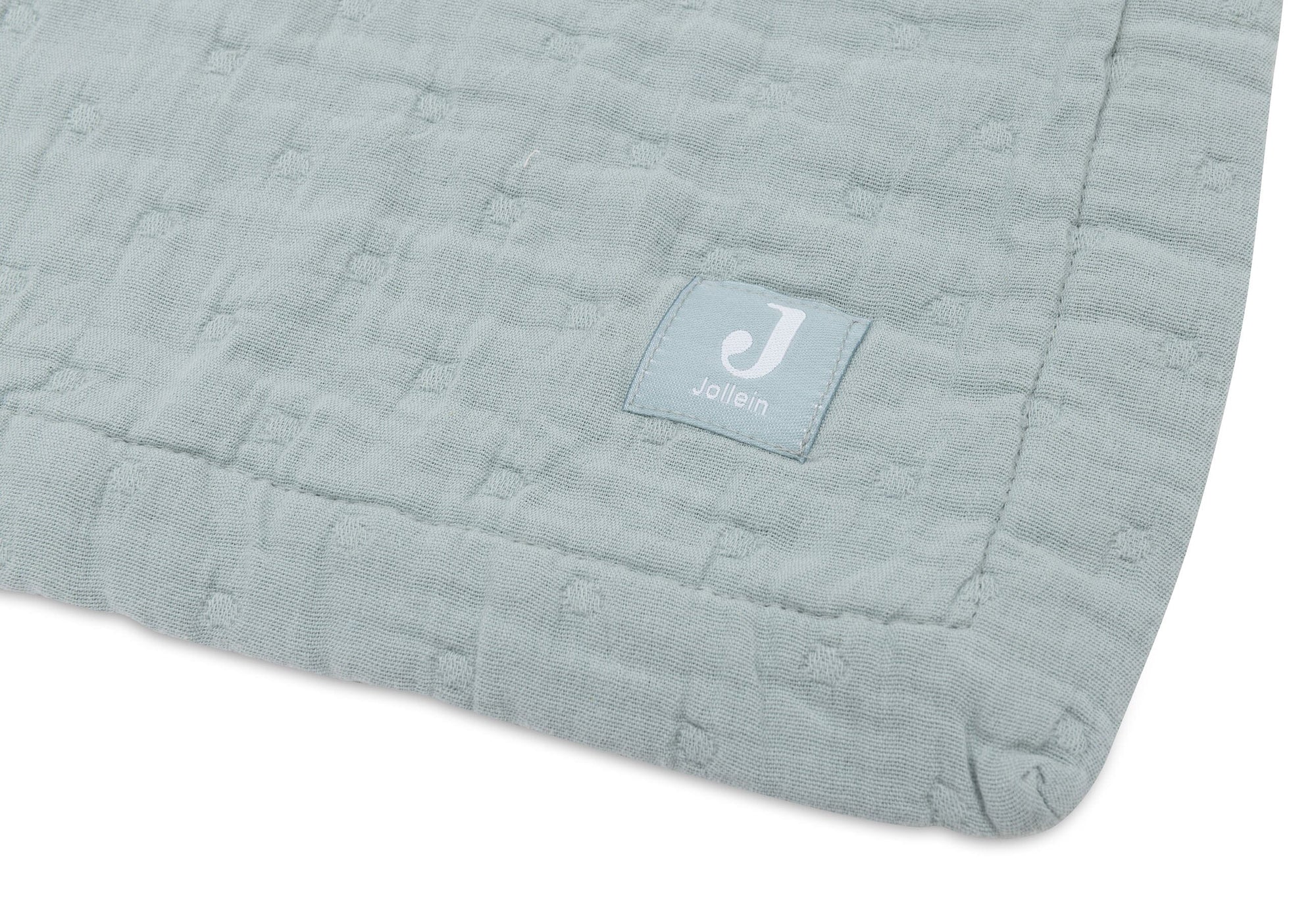 Couverture Berceau Gaze De Coton 75x100cm Jacquard Sea Green - JOLLEIN 521-511-68084 8717329393516