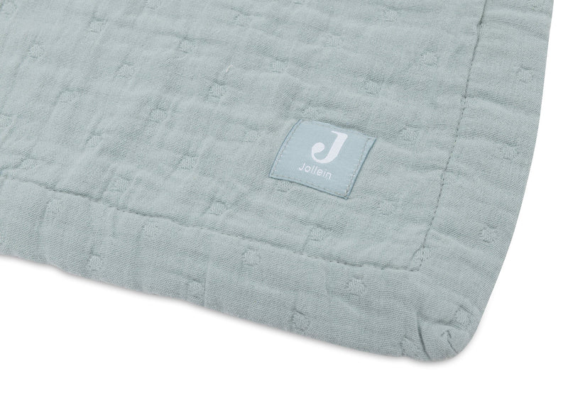 Couverture Berceau Gaze De Coton 75x100cm Jacquard Sea Green - JOLLEIN 521-511-68084 8717329393516