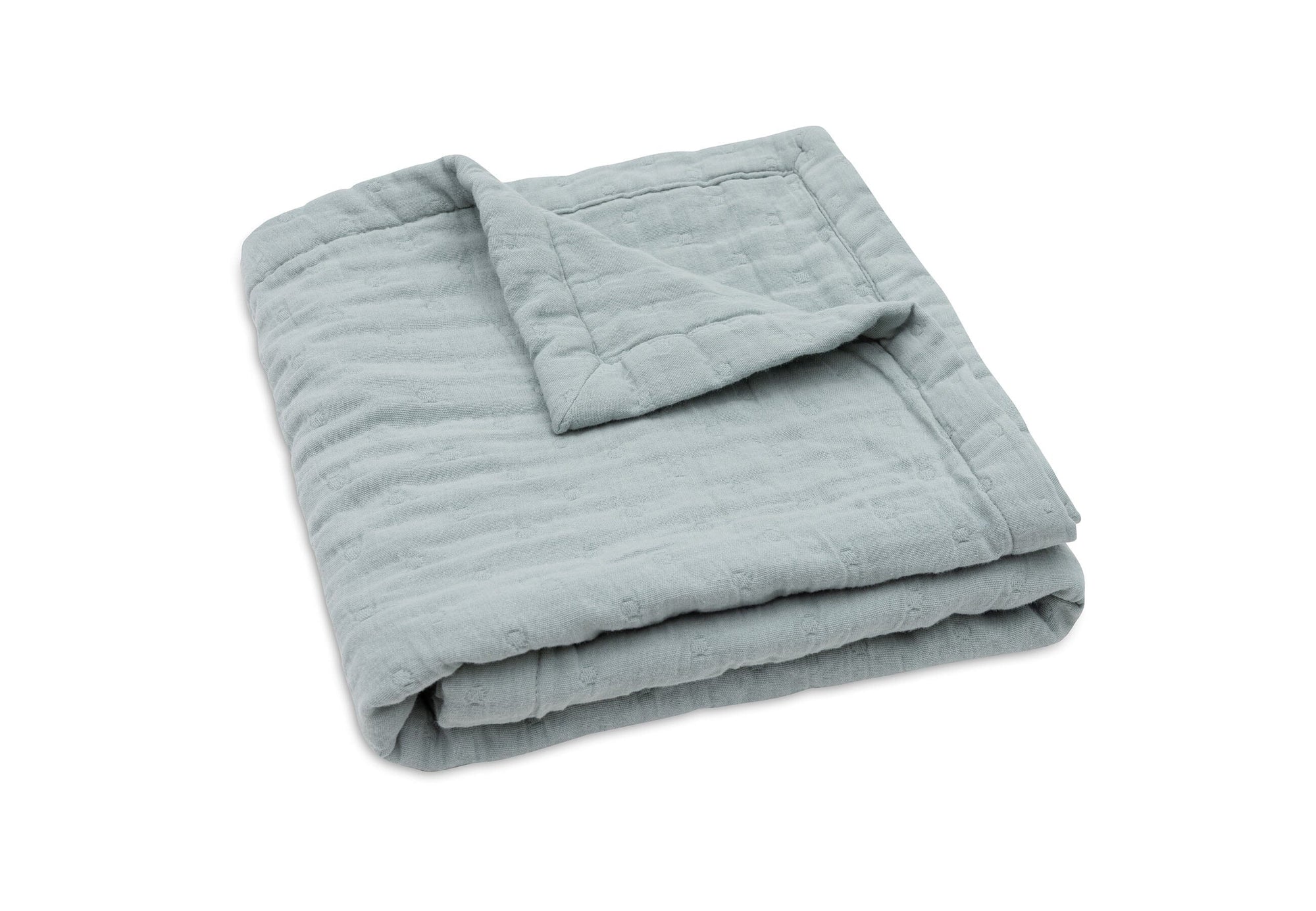 Couverture Berceau Gaze De Coton 75x100cm Jacquard Sea Green - JOLLEIN 521-511-68084 8717329393516