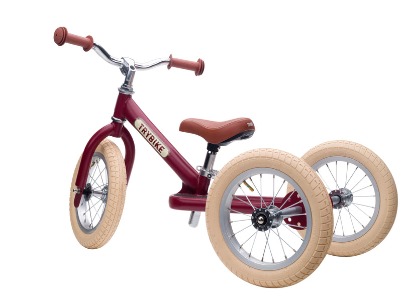 draisienne tricycle 2 en 1 vintage rouge 3 roues evolutive - TRYBIKE TBS-3-RED-VIN 8719189161755