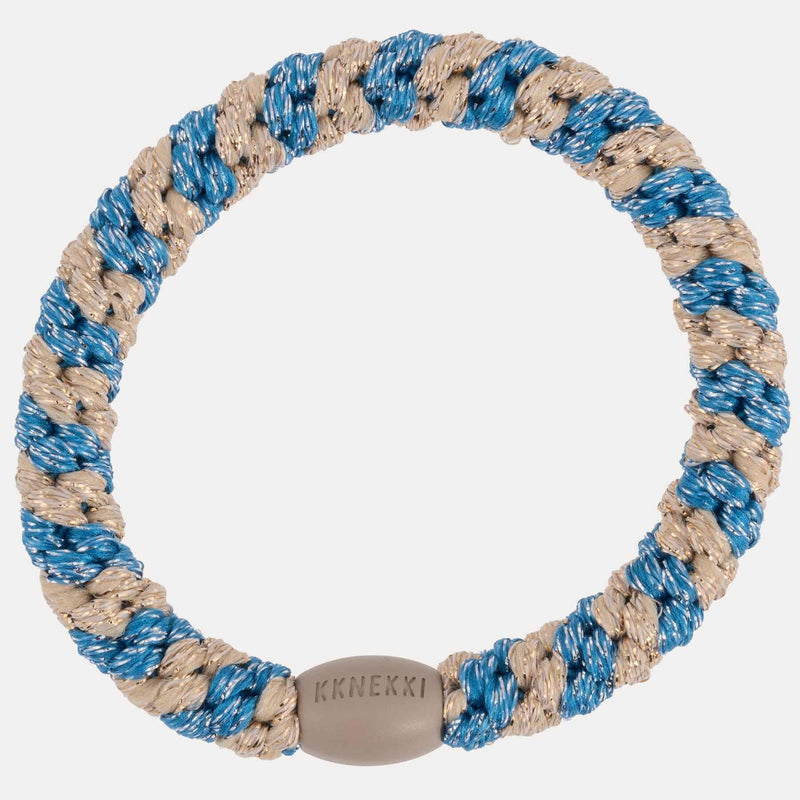 Élastique cheveux KKNEKKI Blue Silver Glitter Stripe