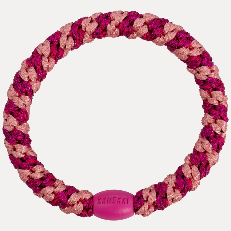 Élastique cheveux KKNEKKI Stripe Faded Rose Electric Pink Glitter
