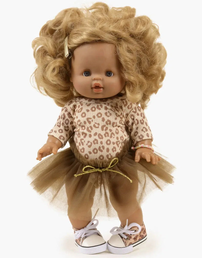 Ensemble Josepha body en maille côtelée Léo et tutu marron- minikane CG.17.176 3701548454931