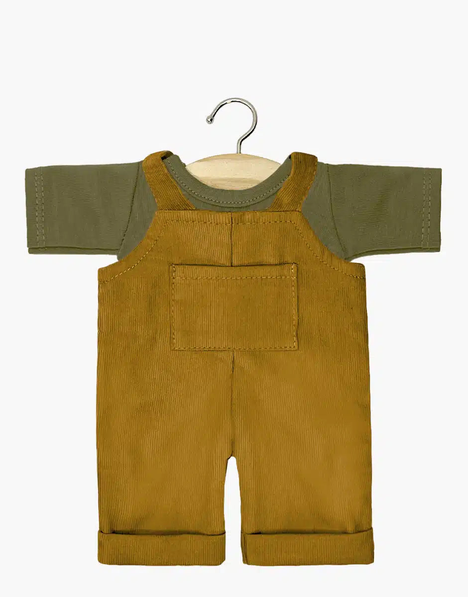 Ensemble salopette Antoine en milleraies havane et t-shirt kaki - MINIKANE CG.16.843 3701548447568