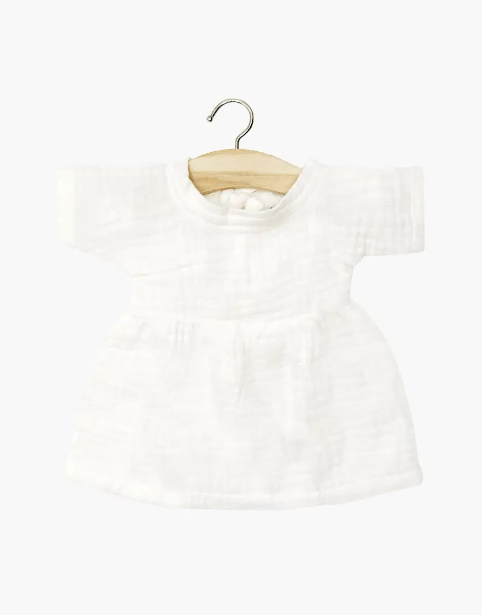 Faustine à manches courtes en gaze de coton blanc - minikane CG.17.137 3701548453934