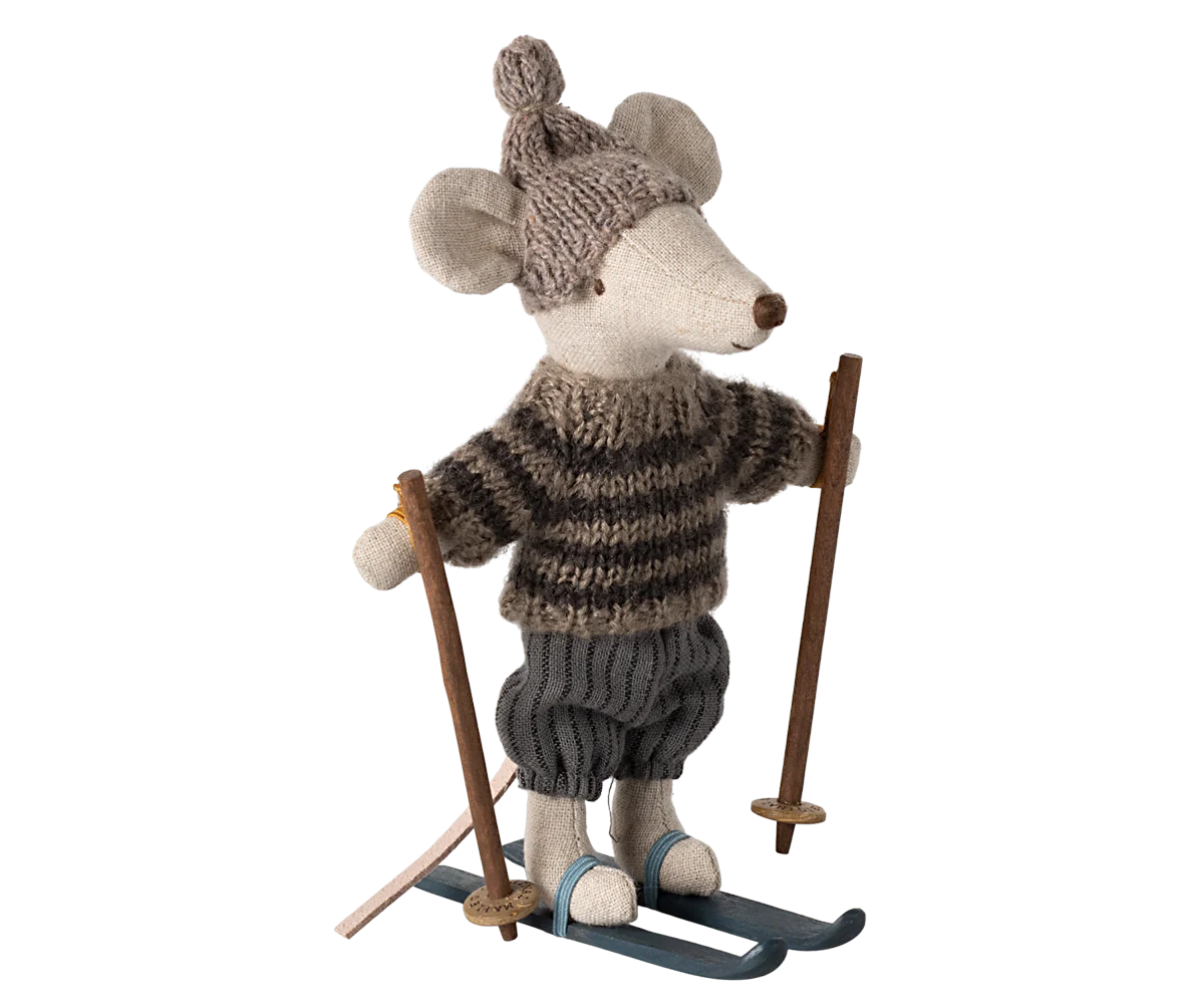 Grand frère souris avec skis gris- MAILEG 17-4211-00 5707304140771