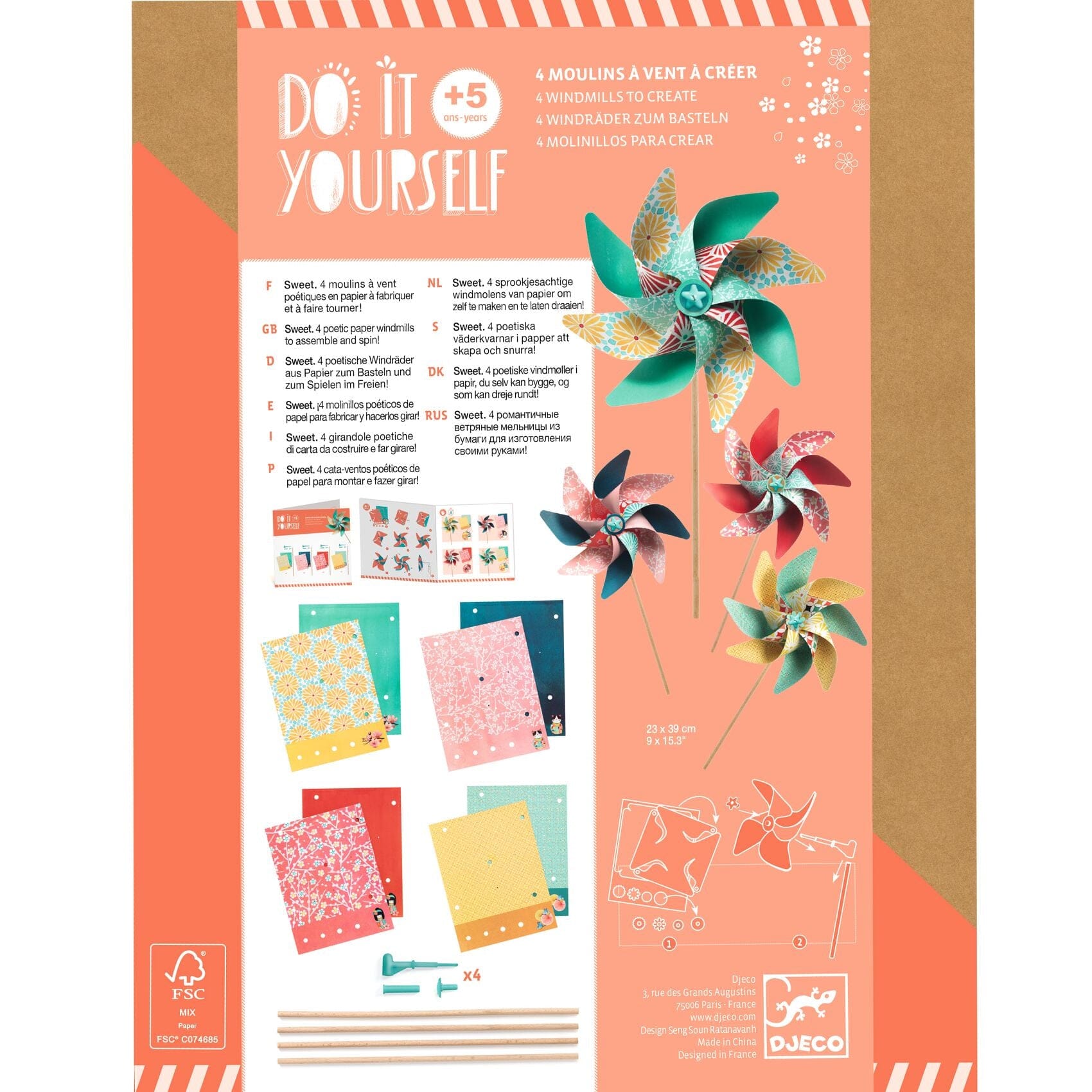 kit créatif 4 moulins a vent sweet - Djeco DJ07920 3070900079205