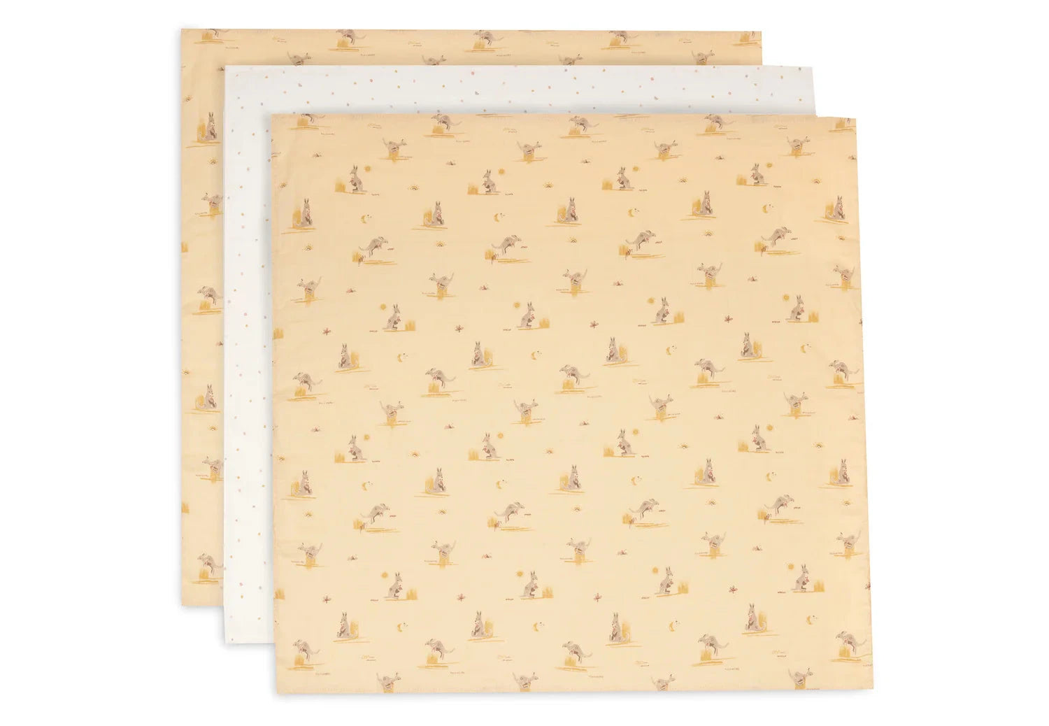 Lange gaze de Coton Small 70x70cm Kangaroots (3pack) - JOLLEIN