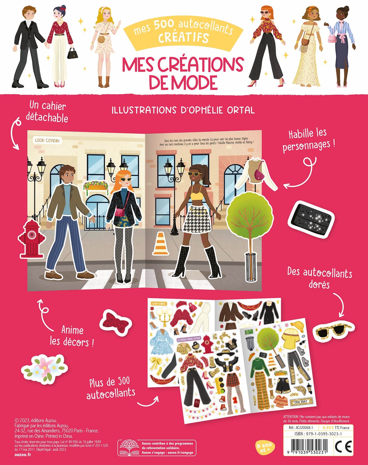 Livre avec 500 autocollants créatifs Mes créations de mode- AUZOU AC250006-1 9791039568517