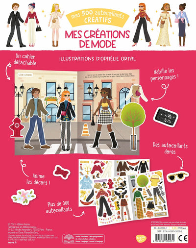 Livre avec 500 autocollants créatifs Mes créations de mode- AUZOU AC250006-1 9791039568517