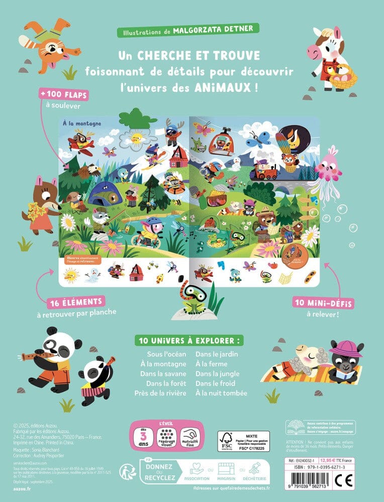 Livre cherche et trouve surprise les animaux les animaux- AUZOU 001057171 9791039562713