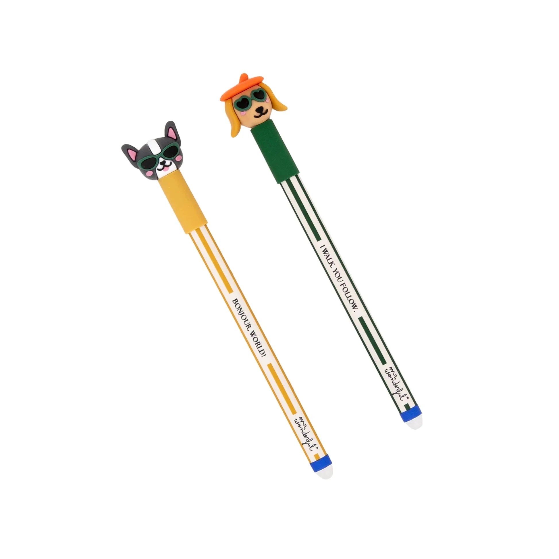 Lot de 2 stylos effaçables Bo-Bo - Teckel + Bouledogue français - MR. WONDERFUL