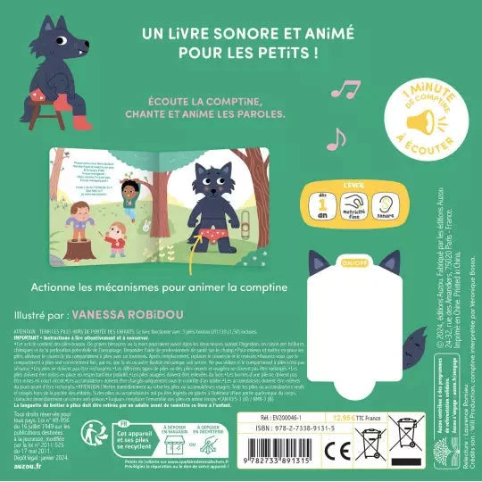 Ma comptine animée promenons-nous dans les bois - AUZOU 9782733891315