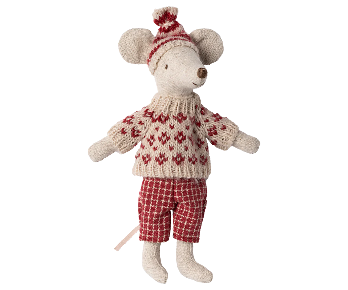 Maman souris avec skis rouge- MAILEG 17-4304-00 5707304140788