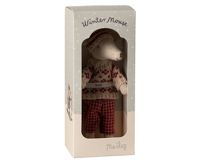 Maman souris avec skis rouge- MAILEG 17-4304-00 5707304140788