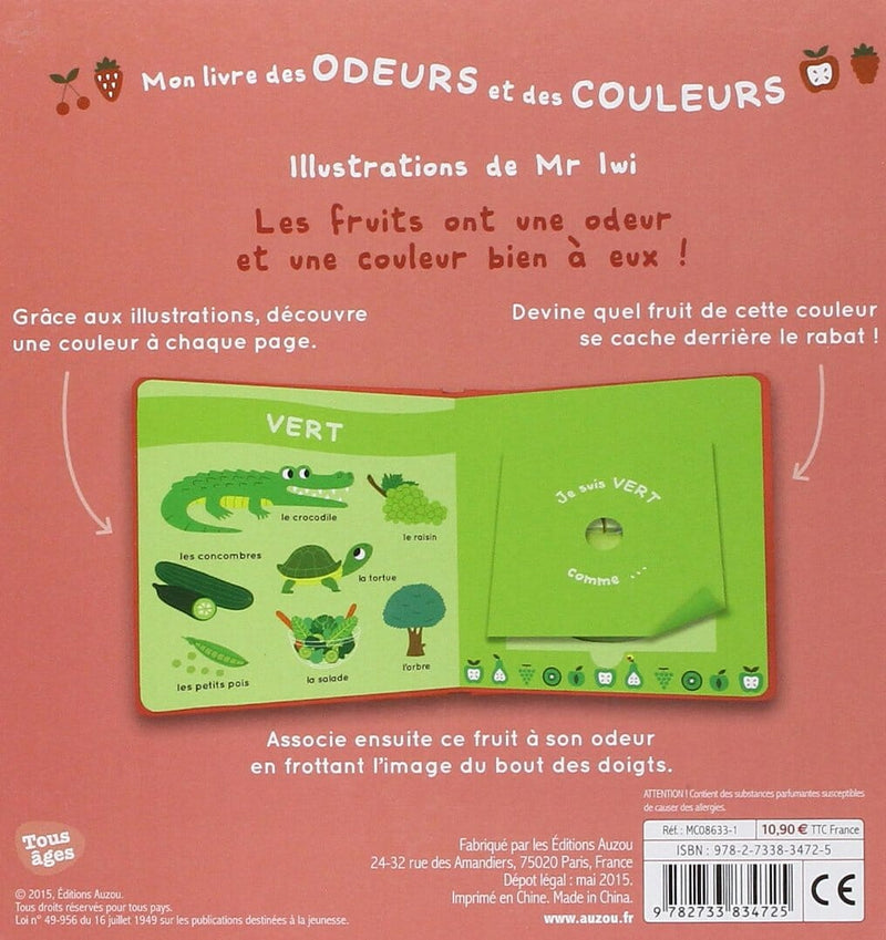 mon livre des odeurs et des couleurs les fruits - AUZOU 9782733834725 9782733834725