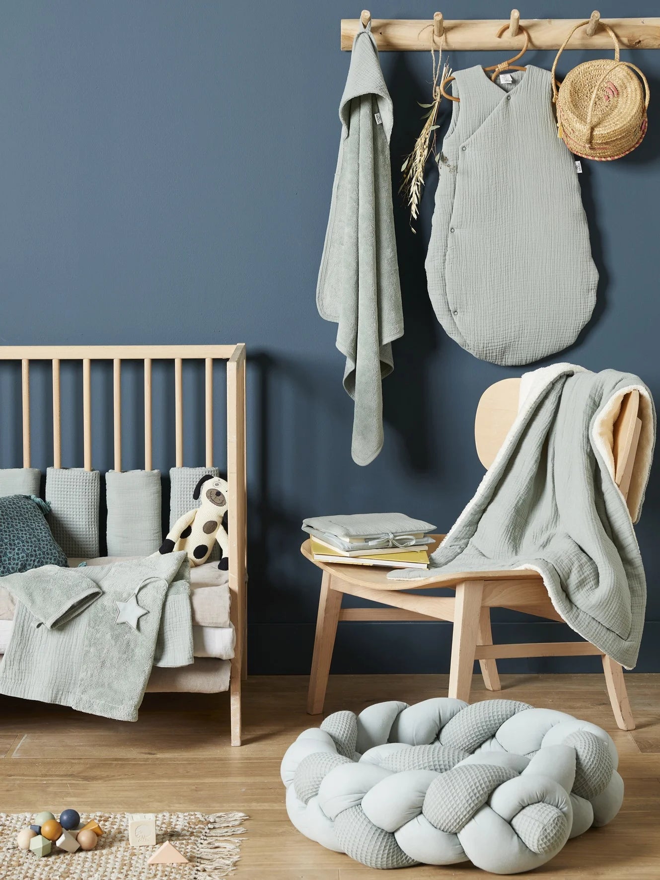 Peignoir bambou et gaze 0-2 ans vert de gris - BB&CO PEIB09 3662159036995