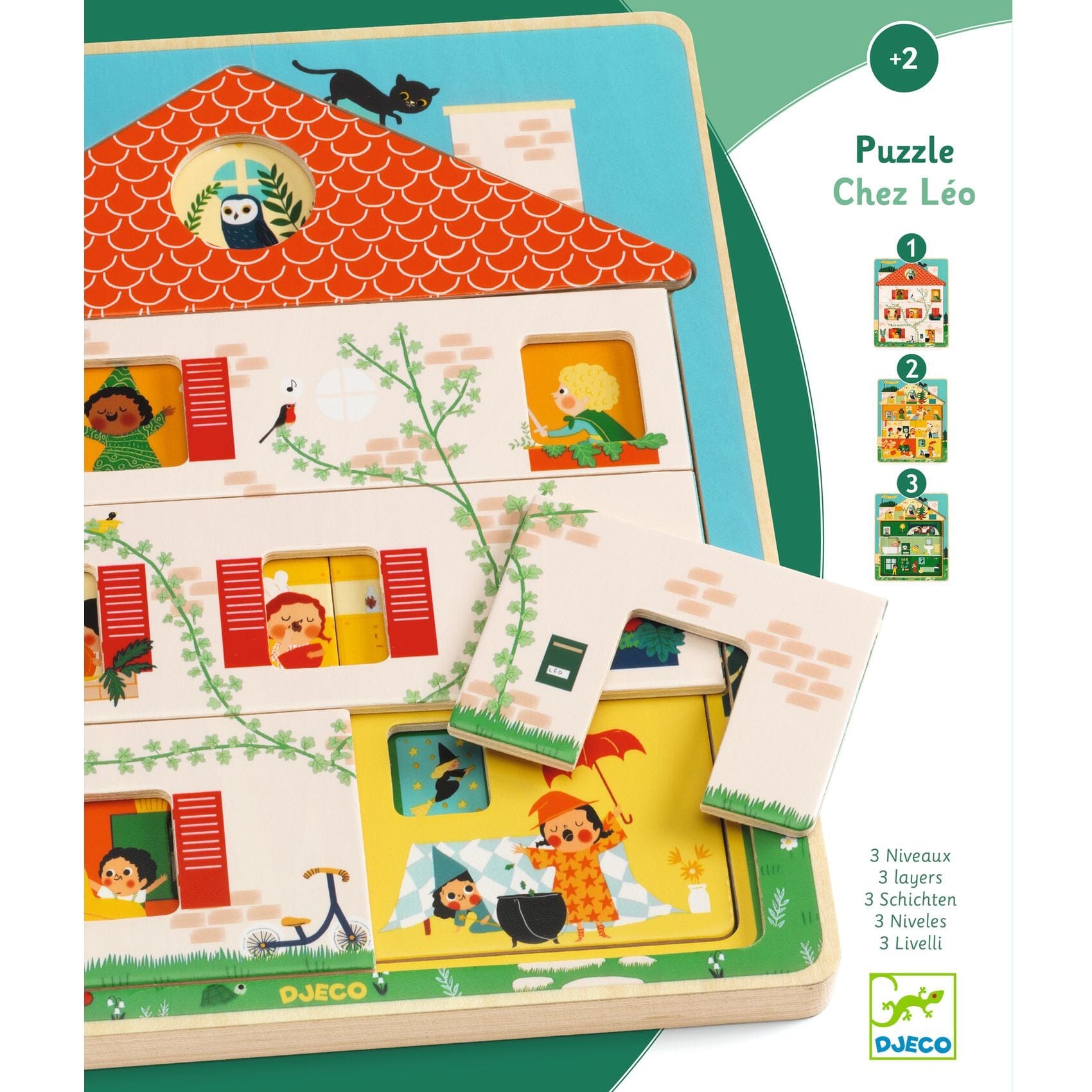 puzzle 3 niveaux Chez Leo - DJECO DJ01489 3070900014893