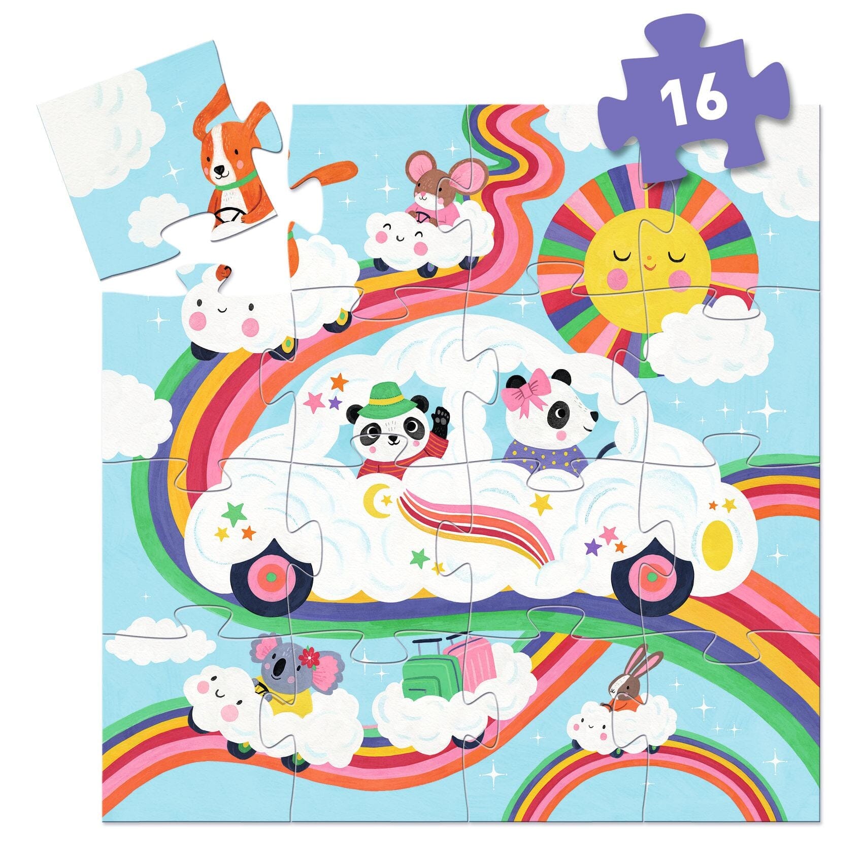Puzzle silhouette Voiture nuage 16 pcs - DJECO