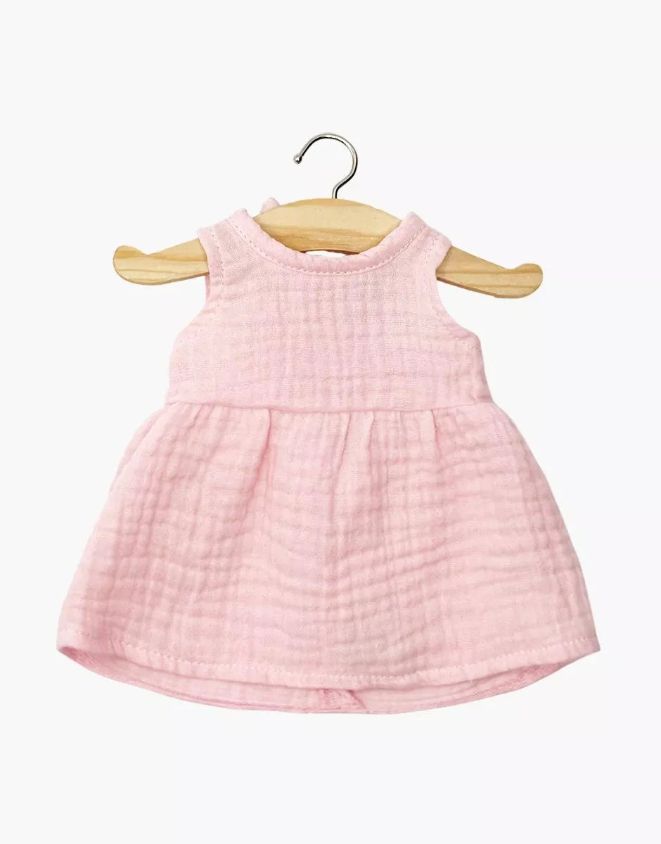 Robe Faustine sans manches en gaze de coton fraise- minikane