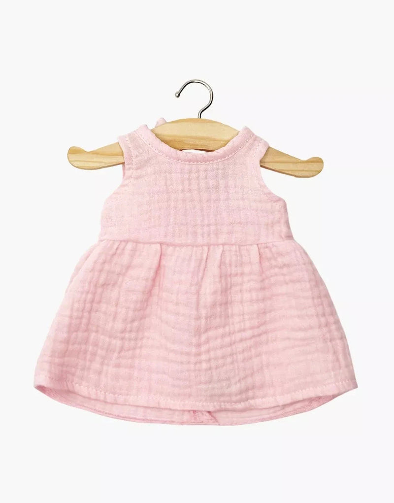 Robe Faustine sans manches en gaze de coton fraise- minikane