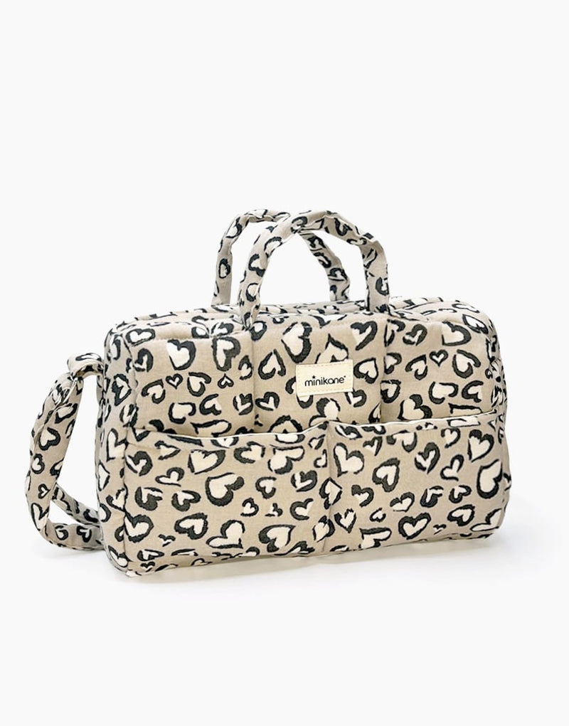 Sac à langer en double gaze Coeur graphique noir- MINIKANE CG.60.084 3701548435350