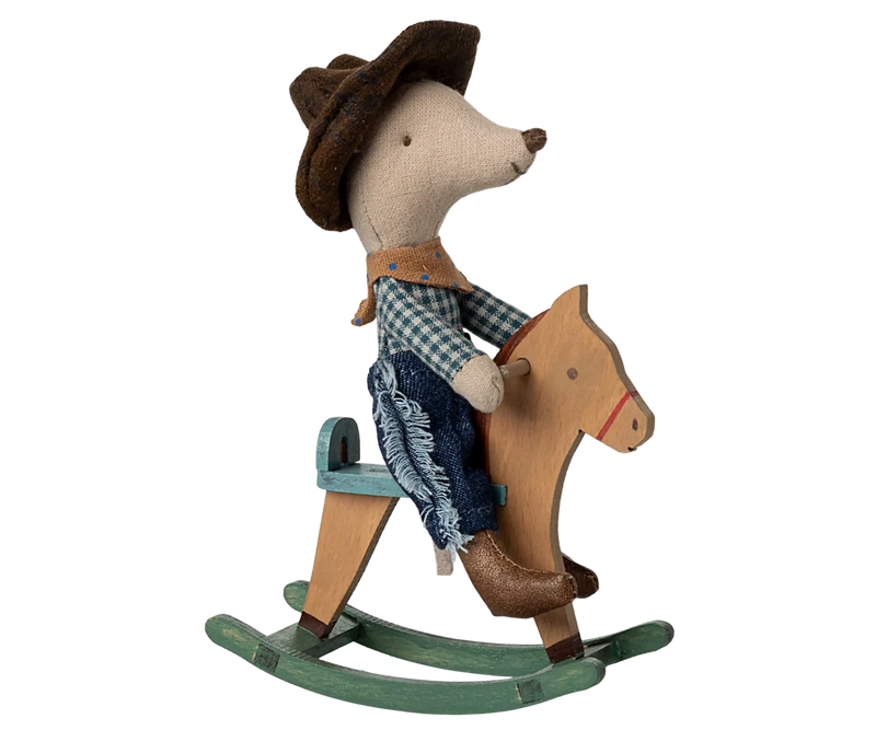 Souris cowboy sur son cheval à bascule petit frère- MAILEG 17-5103-00