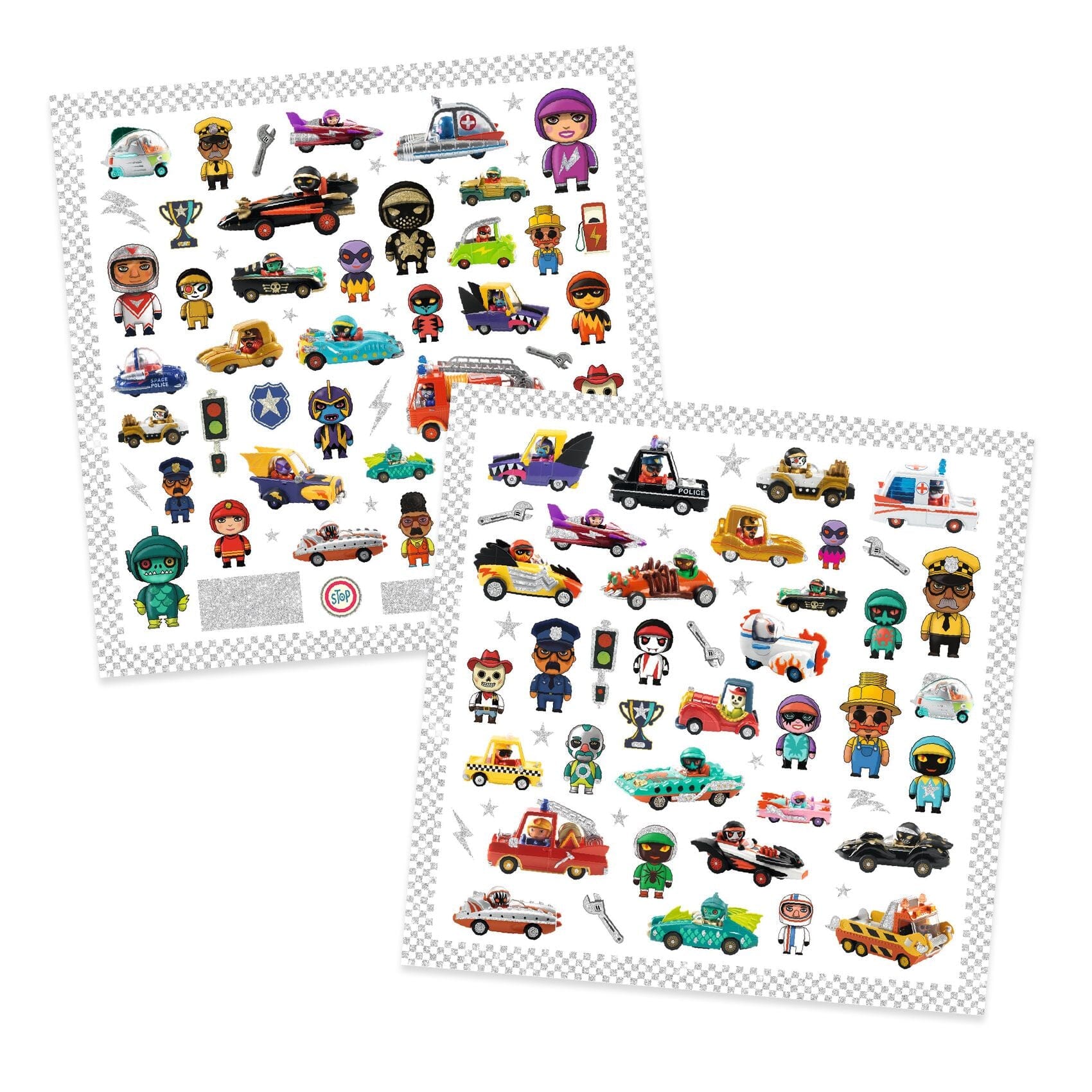STICKERS TEXTURES le monde des crazy motors - DJECO