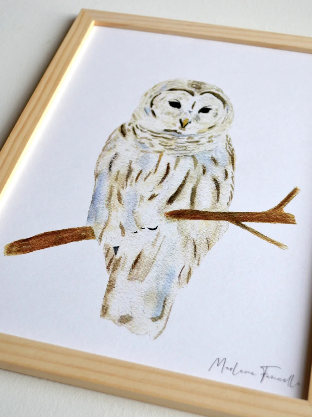 Aquarelle en cadre Edwige Chouette - Marlene Fancelli Art Edwige 123451236514