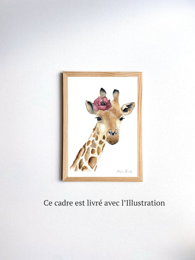 Aquarelle en cadre Seraphine girafe fleur a4 - Merlene Fancelli Art seraphine 1234512345