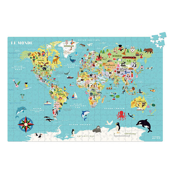 Carte du Monde puzzle 500 Pcs - vilac 7619 3048700076199