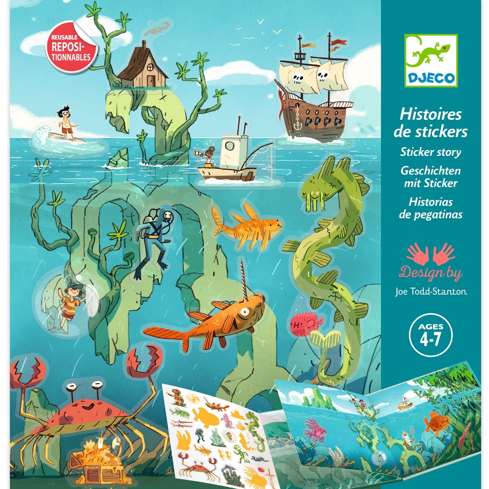 Histoires de stickers les aventures de mer - Djeco dj08953 3070900089532