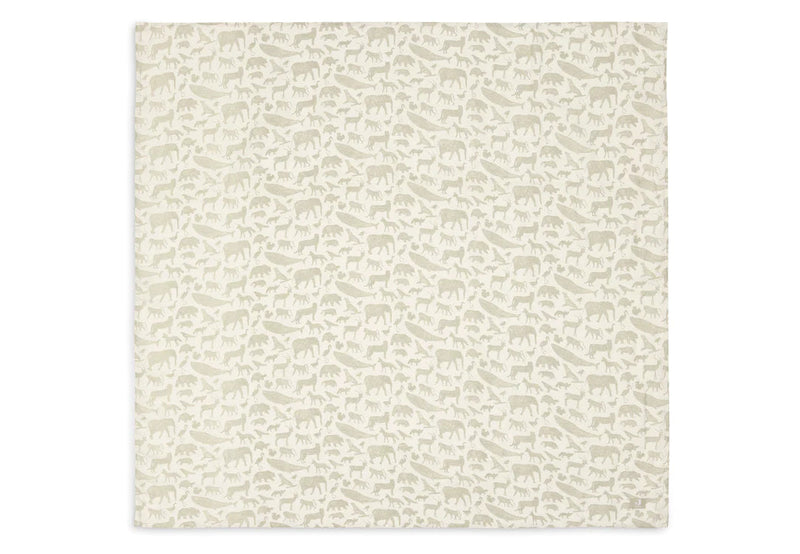 Lange gaze de coton 115x115cm animals olive green Pack 2 - JOLLEIN 535-852-67043 8717329376977