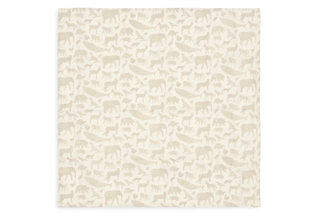 Lange gaze de coton 70x70cm Animals nougat pack de 3- JOLLEIN 535-851-67044 8717329376946