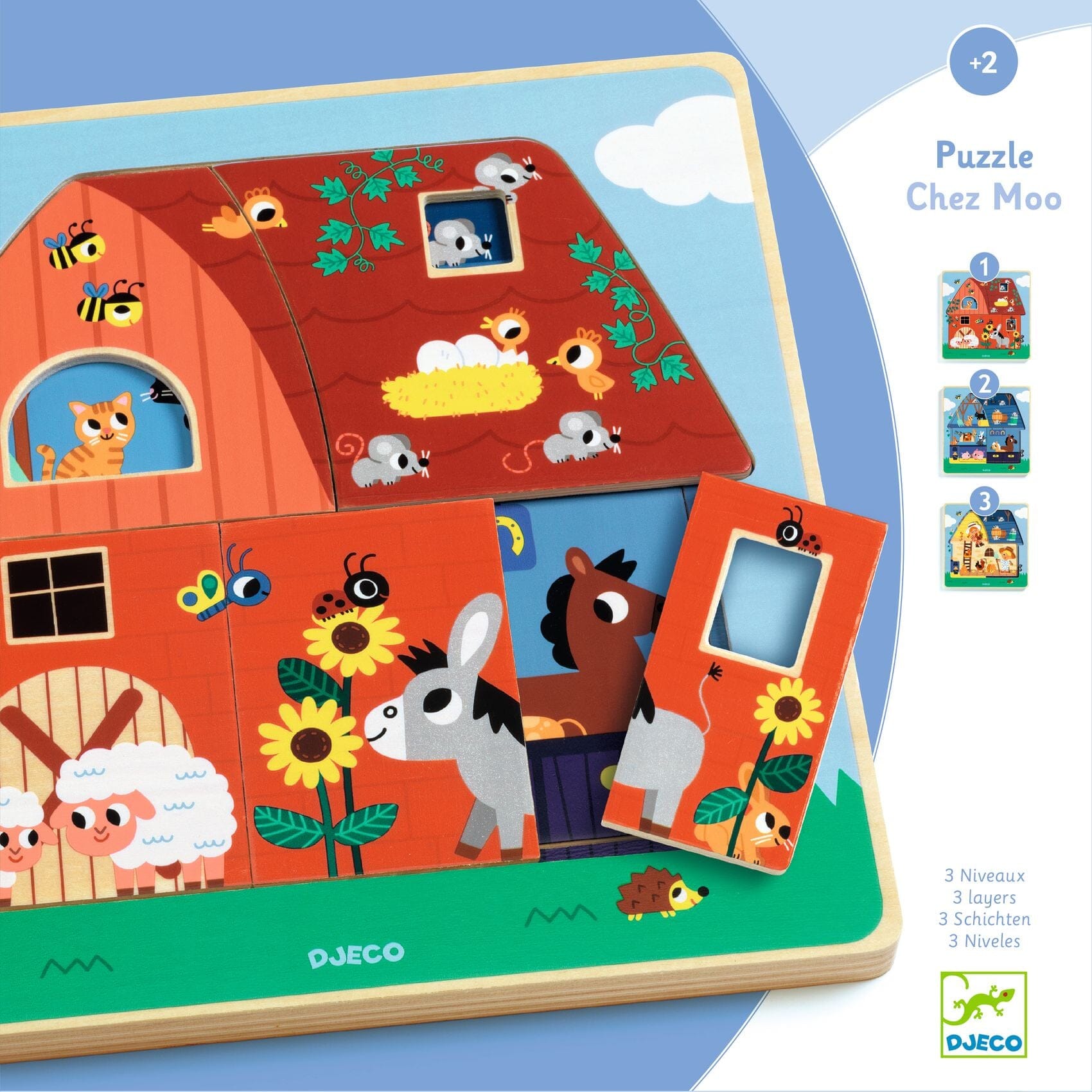 Puzzle 3 niveau chez moo- DJECO DJ01482 3070900014824