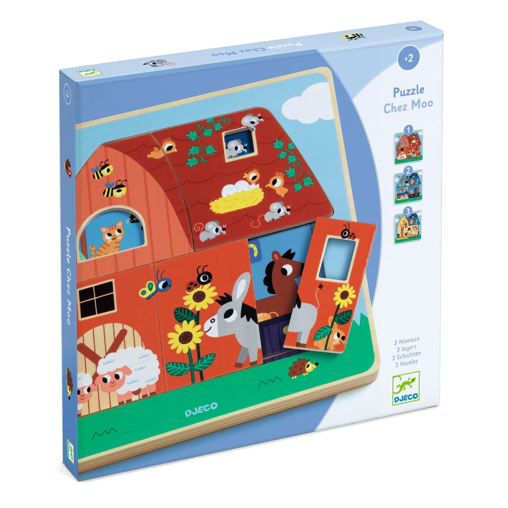 Puzzle 3 niveau chez moo- DJECO DJ01482 3070900014824